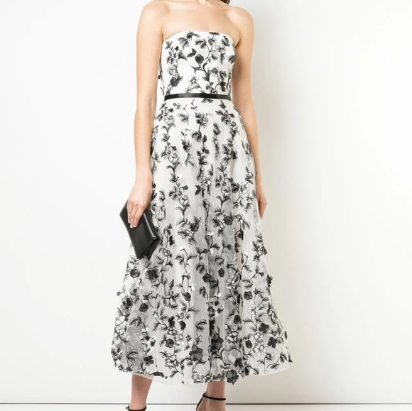 Marchesa notte embroidered tulle midi gown - Picture 3 of 8